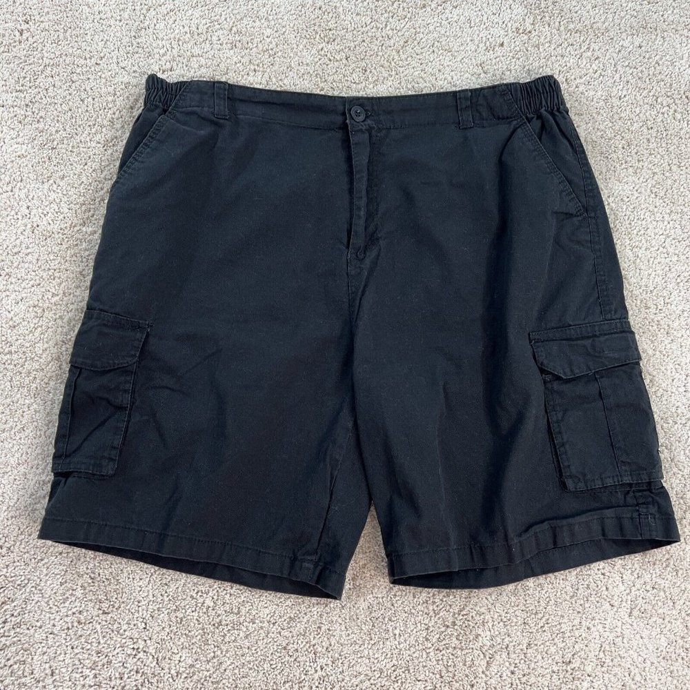 High Suri Mens Shorts 40/42 Elastic Waist Black Cargo Pockets Summer Outdoor Cas